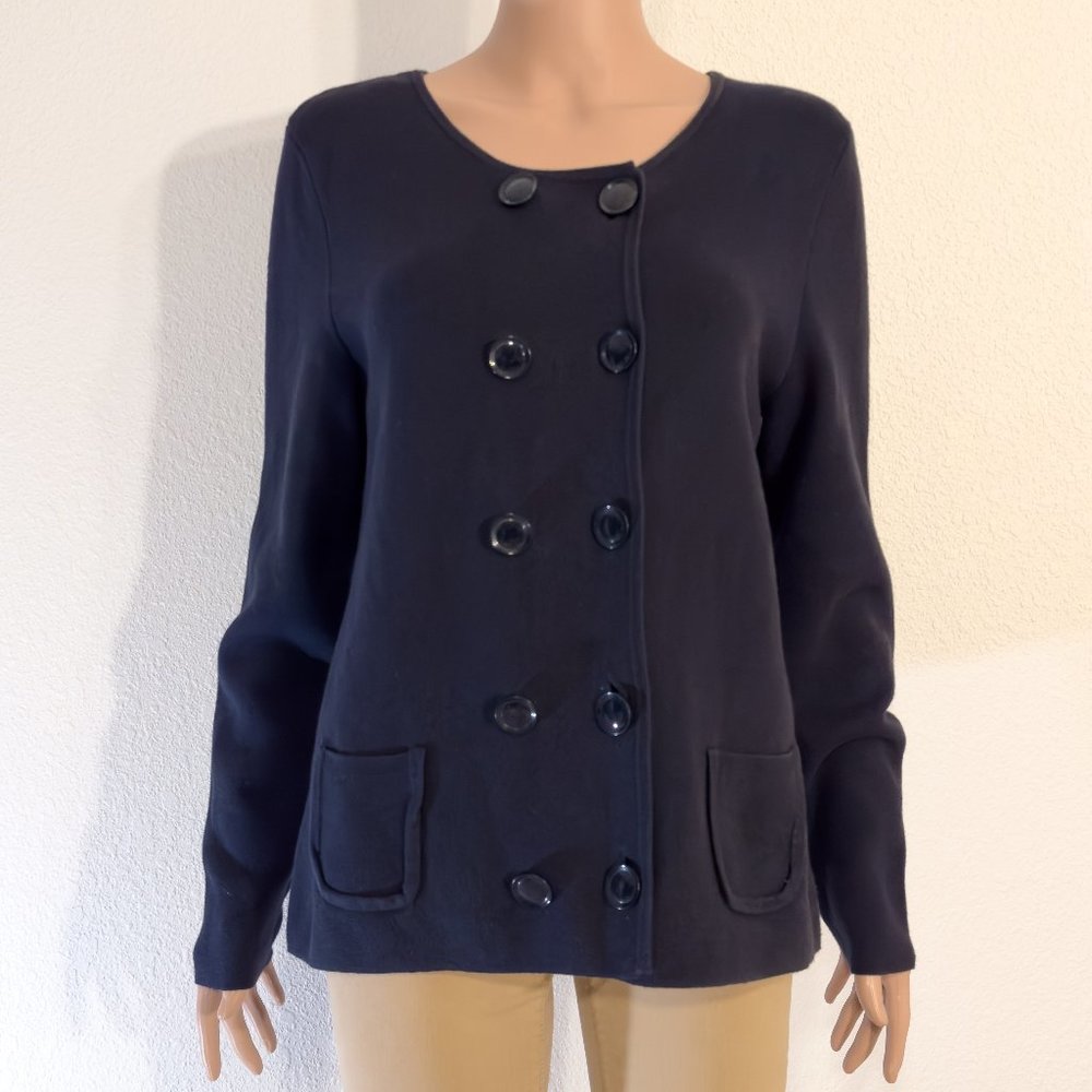 Cashmere Cotton Blend Navy Double Breasted Cardigan | Banana Republic Size XL